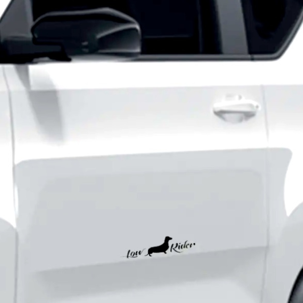 {NEW} 1pc Low Rider Vinyl Sticker Wiener Dog Funny Car Decal